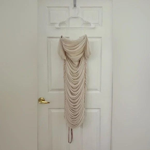 House of CB Cream Off-Shoulder Dress - Picture 2 of 7